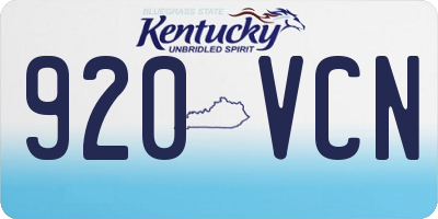 KY license plate 920VCN