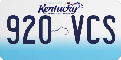 KY license plate 920VCS