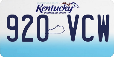 KY license plate 920VCW