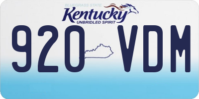 KY license plate 920VDM