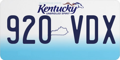 KY license plate 920VDX