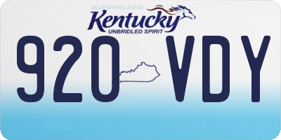 KY license plate 920VDY