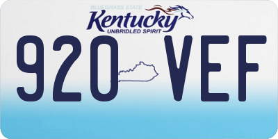 KY license plate 920VEF