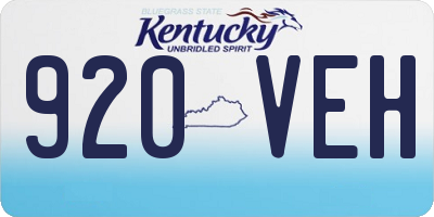 KY license plate 920VEH