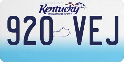 KY license plate 920VEJ