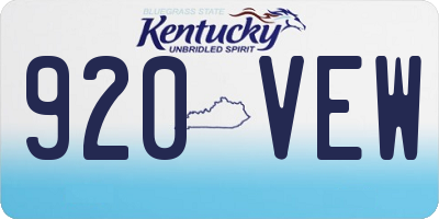 KY license plate 920VEW