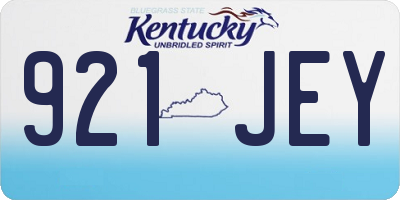 KY license plate 921JEY
