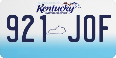 KY license plate 921JOF