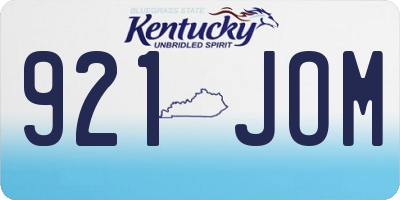 KY license plate 921JOM