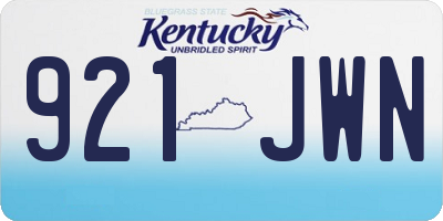 KY license plate 921JWN