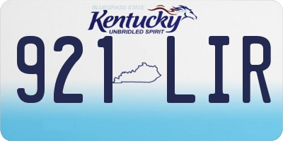 KY license plate 921LIR