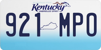 KY license plate 921MPO