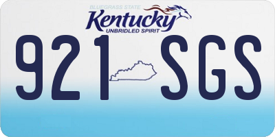 KY license plate 921SGS