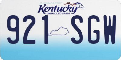 KY license plate 921SGW