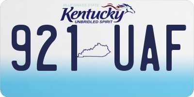 KY license plate 921UAF