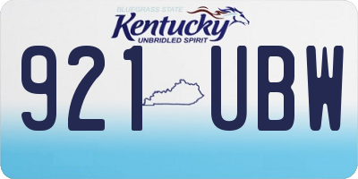 KY license plate 921UBW