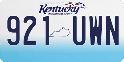KY license plate 921UWN