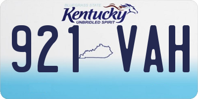 KY license plate 921VAH