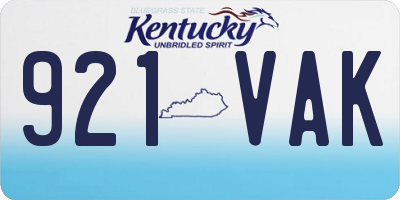 KY license plate 921VAK