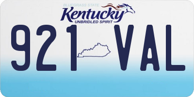 KY license plate 921VAL