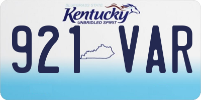 KY license plate 921VAR