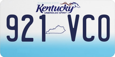 KY license plate 921VCO