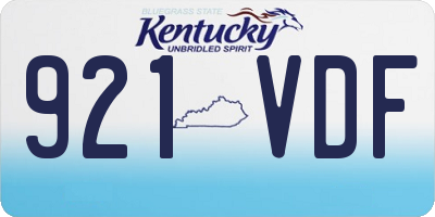 KY license plate 921VDF