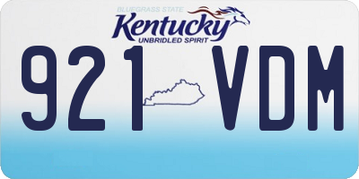 KY license plate 921VDM