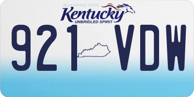 KY license plate 921VDW
