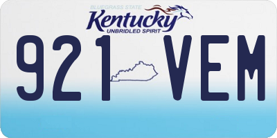 KY license plate 921VEM