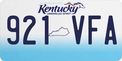 KY license plate 921VFA