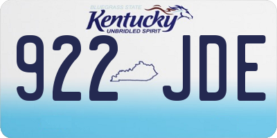 KY license plate 922JDE