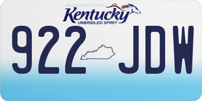 KY license plate 922JDW