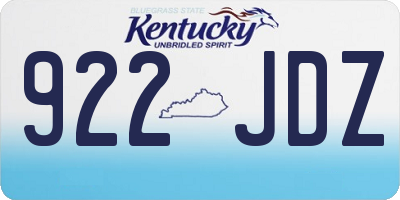 KY license plate 922JDZ
