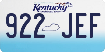KY license plate 922JEF