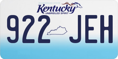 KY license plate 922JEH
