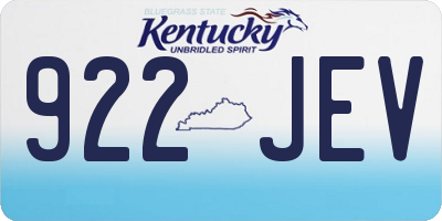 KY license plate 922JEV