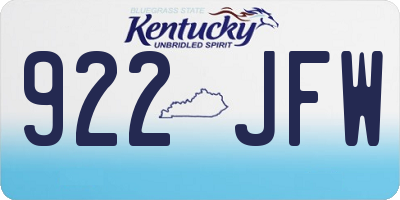 KY license plate 922JFW