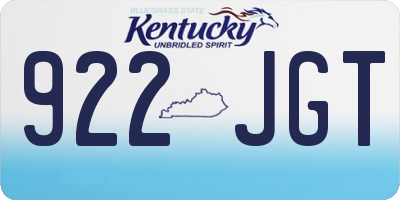 KY license plate 922JGT