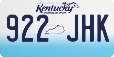 KY license plate 922JHK