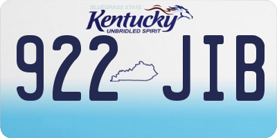 KY license plate 922JIB