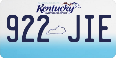 KY license plate 922JIE