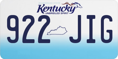 KY license plate 922JIG