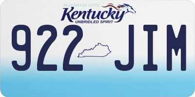 KY license plate 922JIM