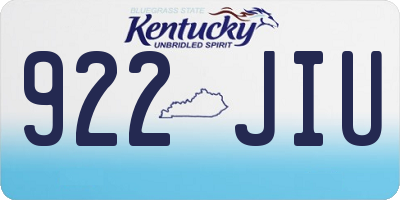 KY license plate 922JIU