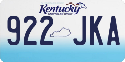 KY license plate 922JKA