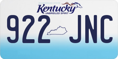 KY license plate 922JNC
