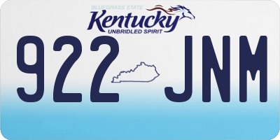 KY license plate 922JNM
