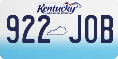 KY license plate 922JOB