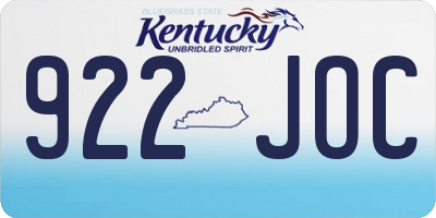 KY license plate 922JOC